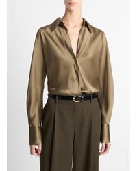 Vince - Silk Bias Long-Sleeve Blouse - Lyst