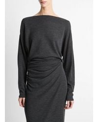 Vince - Draped Wool-Blend Slash-Neck Top - Lyst