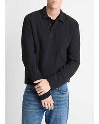 Vince - Basket-Weave Cotton Long-Sleeve Polo Shirt - Lyst
