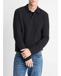 Vince - Basket-Weave Cotton Long-Sleeve Polo Shirt - Lyst