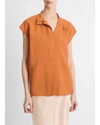 Vince - Voile Cap-Sleeve Blouse - Lyst