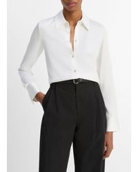 Vince - Silk-Blend Slim Button-Front Blouse - Lyst
