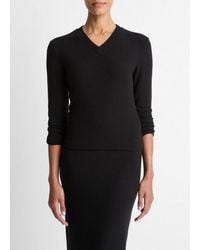 Vince - Cozy Rib High V-Neck Top - Lyst