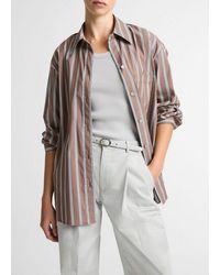 Vince - Striped Cotton-Blend Button-Front Shirt - Lyst