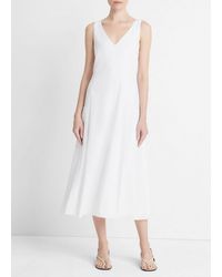 Vince - Relaxed V-neck Pocket Dress, Optic White, Size Xl - Lyst