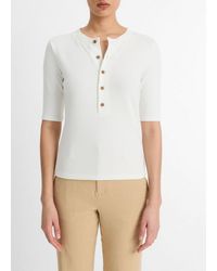 Vince - Jersey Elbow-Sleeve Henley - Lyst