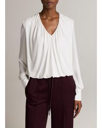 Vince - Matte Jersey V-Neck Bubble Top - Lyst
