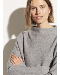 Vince Boiled Cashmere Funnel Neck Pullover - Gray