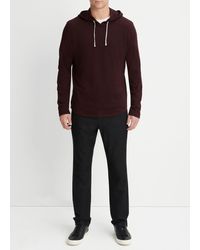 Vince - Textured Cotton Hoodie, Red, Size S - Lyst