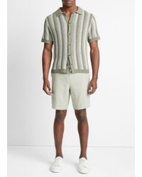 Vince - Crochet Stripe Short-sleeve Button-front Shirt, Dried Cactus Combo, Size L - Lyst