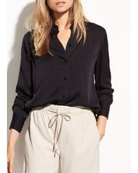 Vince Slim Fitted Stretch-silk Blouse - Black