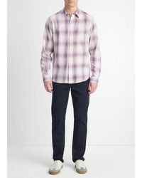 Vince - Mirage Plaid Cotton-Blend Long-Sleeve Shirt - Lyst