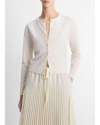 Vince - Wool & Cashmere-Blend Tipped Half-Moon Cardigan - Lyst