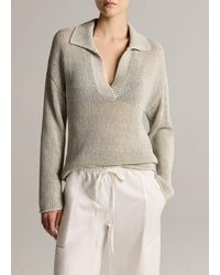Vince - Italian Coated Cotton-Blend Polo Sweater - Lyst