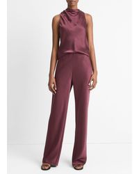 Vince - High-Waist Fluid Satin Bias Pant, Rose - Lyst