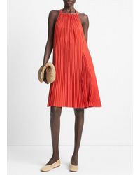 Vince - Pintuck Pleated A-Line Dress - Lyst