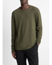 Vince - Micro-Waffle Pima Cotton Double-Collar Long-Sleeve T-Shirt - Lyst