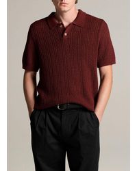 Vince - Seed-Stitch Rib Cotton Polo Sweater - Lyst