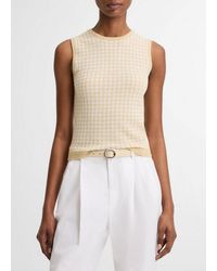 Vince - Gingham Italian Wool & Cotton-Blend Shell - Lyst