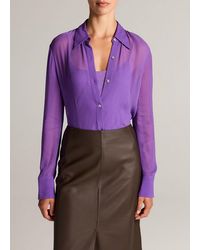 Vince - Sheer Crinkled Chiffon Blouse - Lyst
