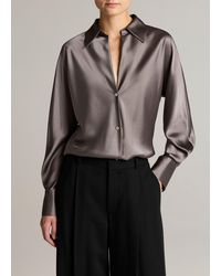 Vince - Silk Bias Long-Sleeve Blouse - Lyst