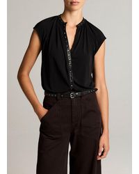 Vince - Studded Matte Jersey Cap-Sleeve Top - Lyst