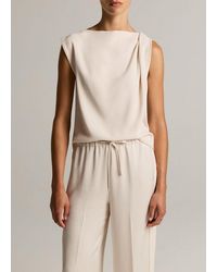 Vince - Crepe Draped-Shoulder Sleeveless Top - Lyst