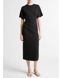 Vince - Ruched-Side Knit Short-Sleeve Dress - Lyst