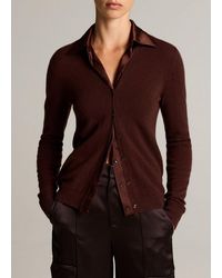 Vince - Satin-Trimmed Cashmere Collared Cardigan - Lyst
