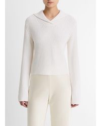 Vince - Ribbed Wool-Cashmere Sailor-Collar Sweater - Lyst