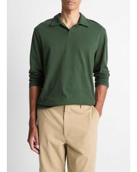 Vince - Garment Dye Cotton Johnny-Collar Polo Shirt - Lyst