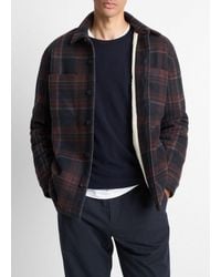 Vince - Sherpa-Lined Plaid Shirt Jacket - Lyst
