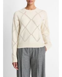 Vince - Textured Argyle Italian Wool Sweater - Lyst