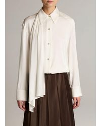 Vince - Silk-Blend Draped Scarf-Tie Button-Front Shirt - Lyst