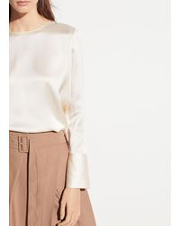 Vince Crew Neck Silk Blouse - White