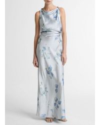 Vince - Petal Blur Satin Twist-Shoulder Dress - Lyst