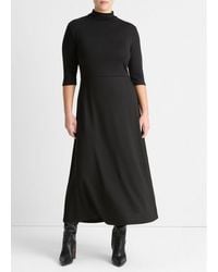Vince - Elbow-sleeve Turtleneck Dress, Black, Size 3xl - Lyst