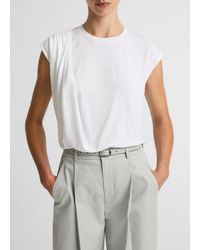 Vince - Pima Cotton-Blend Draped Relaxed Top - Lyst