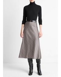 Vince - Pressed Plaid Satin Slip Skirt - Lyst