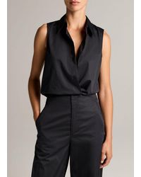 Vince - Cotton Relaxed Sleeveless Button-Front Shirt - Lyst