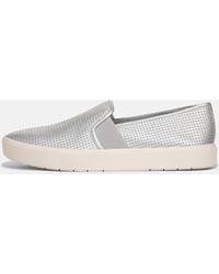 Vince - Blair Perforated Leather Sneaker, Silver, Size 5.5 - Lyst