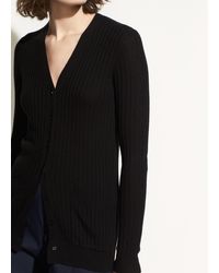 Vince Rib Skinny Cashmere Cardigan - Black