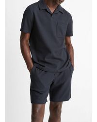 Vince - Seersucker-Knit Stretch-Cotton Short-Sleeve Johnny-Collar Shirt - Lyst