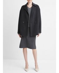 Vince - Fine Wool-blend Car Coat, Grey, Size M - Lyst