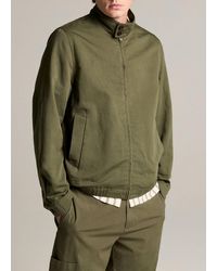 Vince - Italian Cotton-Linen Band-Collar Bomber Jacket - Lyst