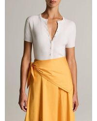 Vince - Ribbed Cotton Short-Sleeve Cardigan - Lyst