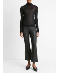Vince - Sheer Long-Sleeve Mock-Neck Top - Lyst
