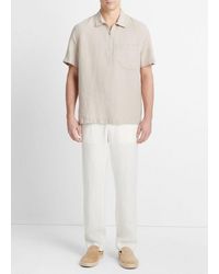 Vince - Hemp Quarter-zip Short-sleeve Shirt, Pumice Rock, Size Xs - Lyst