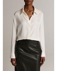 Vince - Double-Detail Silk-Blend Button-Front Shirt - Lyst