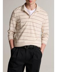 Vince - Striped Cotton-Blend Long-Sleeve Polo Shirt - Lyst